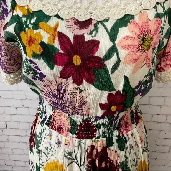 Philosophy Women Floral Maxi Dress Multi Color Lace Boat Neck Stretch Size S - Picture 4 of 10